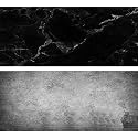 1 Sheet 2 in 1 Photography Backdrop 3D Flat Lay Tabletop Double-Sided 34x21 Photo Background PVC Wrinkle-Free for Small Products Food, Cosmetics Shoot (#2- Black &amp; Grey Stone Pattern)