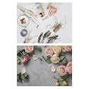 1 Sheet 2 in 1 Photography Backdrop 3D Flat Lay Tabletop Double-Sided 22x16 Photo Background PVC Wrinkle-Free for Small Products Food, Cosmetics Shoot (#1-Roses and Desk Pattern)