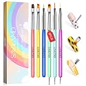 SAVILAND 6-Piece Dual-Ended Gel Nail Art Brush Set with Dotting Tools
