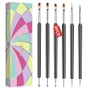 SAVILAND 6pcs Double-End Nail Art Brushes Set for Gel Polish Design