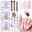SAVILAND Acrylic Nail Kit for Beginners: Size 8,10,14 Acrylic Powder Brushes with Keratin White Pink Nudes Acrylic Powder DIY Nail Art Tools for 3D Sculpting Extensions Home Salon Use
