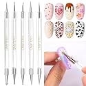 SAVILAND Quick-Paint Dotting Tools Nail Art Pen: 5PCS Multi-Size Nail Art Tools Double Ended Nail Design Kit for Dot Drawing Home Salon, Pattern Tracing Pen, Ball Embossing Pen for Transfer Paper
