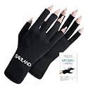 SAVILAND UPF200+ UV Gloves for Gel Manicures One Size Fit Most Black