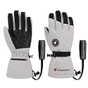 SAVIOR HEAT Heated Gloves for Men Women, Rechargeable Electric Heated Leather Skiing and Snowboarding Gloves