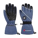 SAVIOR HEAT Heated Gloves for Men Women, Rechargeable Electric Heated Leather Skiing and Snowboarding Gloves