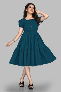 Savitricreation Women Fit and Flare Blue Below
