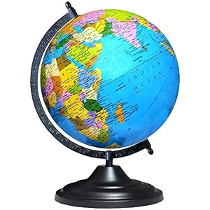 savy globe 12 inch3048 cm black arc and base laminated multicolor map blue ocean for kids school home office table dcor rotating political