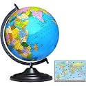 SAVY Globe 12 Inch=30.48 cm with World Map, Black Arc and Base, Laminated Multicolor Map, Blue Ocean for Kids School Home Office Table Décor Rotating, Political, Geography World Globe