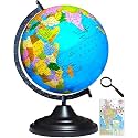 SAVY Globe 12 Inch=30.48 cm with 50 mm Magnifier &amp; India Map, Black Arc and Base, Laminated Multicolor Map, Blue Ocean for Kids School Home Office Table Décor Rotating, Political, Geography World Globe