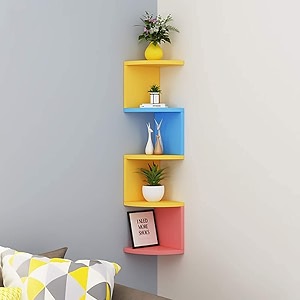 saw saqib ali wooden handicrafts zig zag corner rack shelf for living and bedroom decoration mdf-medium density fiber home decor many color and size are available modern multicolor