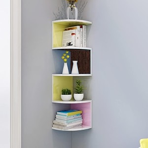 saw saqib ali wooden handicrafts zig zag corner rack shelf for living and bedroom decoration mdf-medium density fiber home decor many color and size are available standard multicolor
