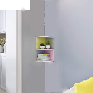 saw saqib ali wooden handicrafts zig zag corner rack shelf for living and bedroom decoration mdf-medium density fiber home decor many color and size are available small multicolor