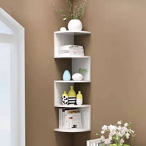 saw saqib ali wooden handicrafts zig zag corner rack shelf for living and bedroom decoration mdf-medium density fiber home decor many color and size are available standard white