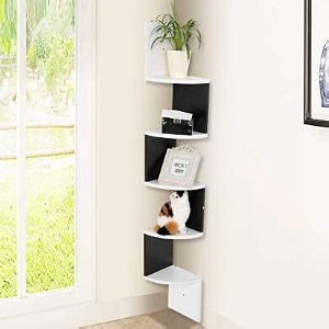 saw saqib ali wooden handicrafts zig zag corner rack shelf for living and bedroom decoration mdf-medium density fiber home decor many color and size are available modern blackwhite