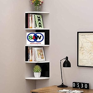 saw saqib ali wooden handicrafts zig zag corner rack shelf for living and bedroom decoration mdf-medium density fiber home decor many color and size are available standard blackwhite