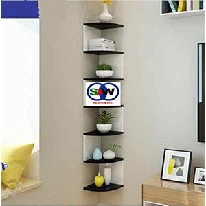 saw saqib ali wooden handicrafts zig zag corner rack shelf for living and bedroom decoration mdf-medium density fiber home decor many color and size are available large blackwhite