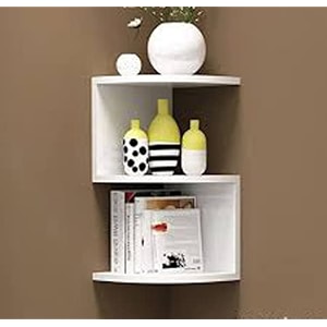 saw saqib ali wooden handicrafts zig zag corner rack shelf for living and bedroom decoration mdf-medium density fiber home decor many color and size are available small white