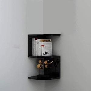saw saqib ali wooden handicrafts zig zag corner rack shelf for living and bedroom decoration mdf-medium density fiber home decor many color and size are available small black