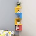 SAW SAQIB ALI WOODEN HANDICRAFTS Zig zag Corner Rack Shelf for Living and Bedroom Decoration (MDF-Medium Density Fiber) Home Decor (Many Color and Size are Available) (Modern, Multicolor)