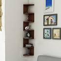 SAW SAQIB ALI WOODEN HANDICRAFTS Zig zag Corner Rack Shelf for Living and Bedroom Decoration (MDF-Medium Density Fiber) Home Decor (Many Color and Size are Available) (Large, Brown)