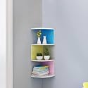 SAW SAQIB ALI WOODEN HANDICRAFTS Zig zag Corner Rack Shelf for Living and Bedroom Decoration (MDF-Medium Density Fiber) Home Decor (Many Color and Size are Available) (Medium, Black/White)