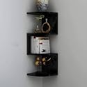 SAW SAQIB ALI WOODEN HANDICRAFTS Zig zag Corner Rack Shelf for Living and Bedroom Decoration (MDF-Medium Density Fiber) Home Decor (Many Color and Size are Available) (Medium, Black)