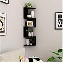 SAW SAQIB ALI WOODEN HANDICRAFTS Zig zag Corner Rack Shelf for Living and Bedroom Decoration (MDF-Medium Density Fiber) Home Decor (Many Color and Size are Available) (Standard, Black)
