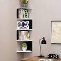 SAW SAQIB ALI WOODEN HANDICRAFTS Zig zag Corner Rack Shelf for Living and Bedroom Decoration (MDF-Medium Density Fiber) Home Decor (Many Color and Size are Available) (Standard, Black/White)