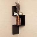 SAW SAQIB ALI WOODEN HANDICRAFTS Zig zag Corner Rack Shelf for Living and Bedroom Decoration (MDF-Medium Density Fiber) Home Decor (Many Color and Size are Available) (Small, Brown)