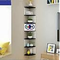 SAW SAQIB ALI WOODEN HANDICRAFTS Zig zag Corner Rack Shelf for Living and Bedroom Decoration (MDF-Medium Density Fiber) Home Decor (Many Color and Size are Available) (Large, Black/White)