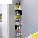 SAW SAQIB ALI WOODEN HANDICRAFTS Zig zag Corner Rack Shelf for Living and Bedroom Decoration (MDF-Medium Density Fiber) Home Decor (Many Color and Size are Available) (Large, Multicolor)