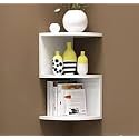 SAW SAQIB ALI WOODEN HANDICRAFTS Zig zag Corner Rack Shelf for Living and Bedroom Decoration (MDF-Medium Density Fiber) Home Decor (Many Color and Size are Available) (Small, White)