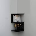 SAW SAQIB ALI WOODEN HANDICRAFTS Zig zag Corner Rack Shelf for Living and Bedroom Decoration (MDF-Medium Density Fiber) Home Decor (Many Color and Size are Available) (Small, Black)