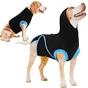 SAWMONG Recovery Suit for Dogs After Surgery, Hooded Dog Surgery Suit Substitute E-Collar &amp; Cone for Spay, Comfortable Cotton Dog Onesie for Surgery Female Male, Neuter, Skin Disease Pet (L, Black)