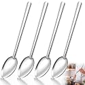 Sawysine 4 Pack 21'' Stainless Steel Spoons Extra Long Handle Stirring Spoons Giant Spoon Buffet Serving Spoon for Buffet Restaurant Brewing Cooking Serving Solid, with Thickness of 1.5mm