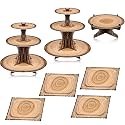 Sawysine 7 Pcs Woodland Cupcake Stand Set Woodland Baby Shower, Rectangle