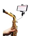 Saxophone Lyre,Adjustable 360° Rotation Professional for Alto,Tenor & Bari Sax Lyre,Marching Band Phone Holder,fit 4 x 4mm Square Socket,Compatible with Smartphones 2.57-3.55in Width with Storage Bag
