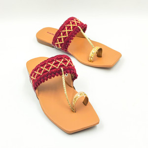 sayera women flats sandal red  5
