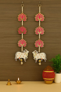 sazavat store cow lotus hanging set  ethnic festival  pooja room decoration toran