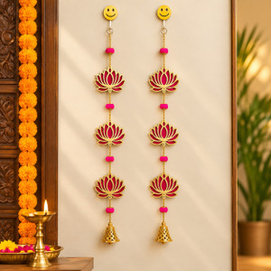 sazavat store lotus flower hanging  decorative garland for door wall  pooja room  set of 1 toran