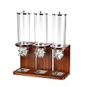 SAZDFY Dry Food Cereal Dispenser, Airtight Kitchen Storage Container with Wood Base and Rotary Knobs Can Hold Nuts, Legumes, Candy, Snacks, for Home Commercial Bar(52x22x64cm(20x9x25inch), Brown)