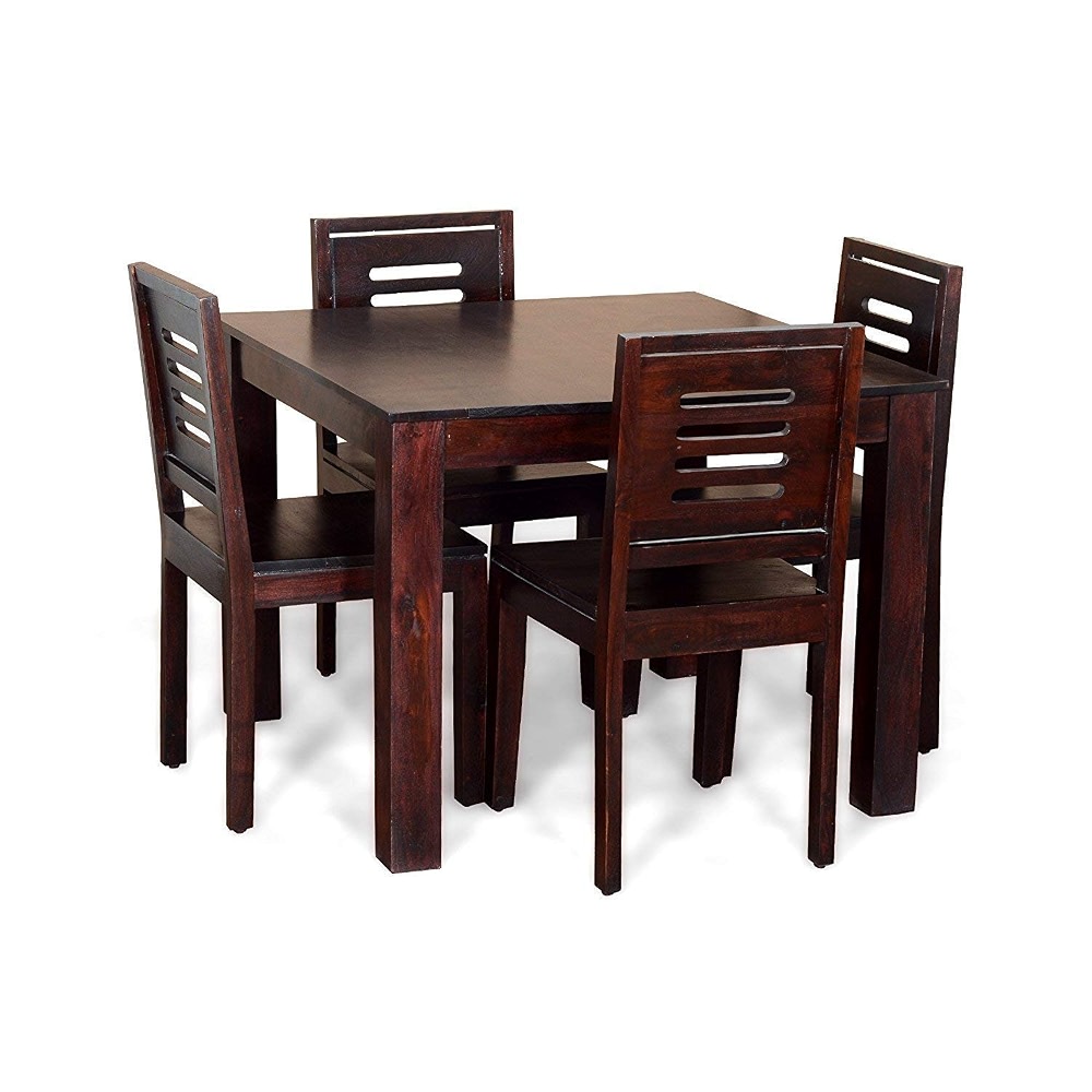 Sheesham Wood 4 Seater Dining Table Set with 4 Chairs for Living Room ...