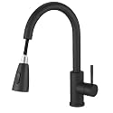 SBD Table Mounted Kitchen Double Sink Pull-Out Faucet with Double Flow Single Lever Sink Mixer, Chrome Finished, Stainless Steel (Black)