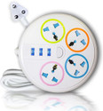 sbf furniture 4 Socket Extension Board with 2 USB Ports, Power Switch and 2M Cord(4P_2USB_1C) 6 A Four Pin Socket