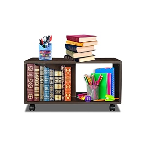 sbf furniture engineered wood center table with wheels open rack storage organizing bed side display stand fashionable furniture rolling coffee tea table 80 x 40 x 30 cm brown
