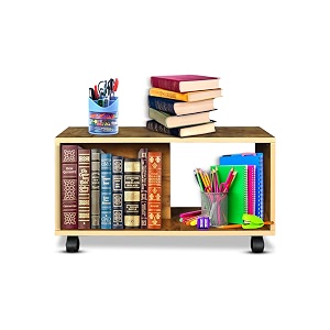 sbf furniture engineered wood center table with wheels open rack storage organizing bed side display stand furniture rolling coffee tea table 80 x 40 x 30 cm light oak diydo-it-yourself
