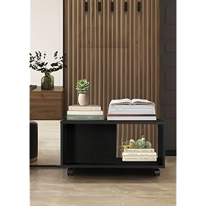 sbf furniture engineered wood center table with wheels open rack storage organizing bed side display stand furniture rolling coffee tea table 80 x 40 x 30 cm wenge black diydo-it-yourself