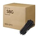 SBG 12" Heavy Duty Cable Ties, 500 Pack, Heavy Duty 120LB Tensile Strength, Black Zip Ties, Bundle Diameter up to 3", Withstands Extreme Conditions, from -40°F to +185°