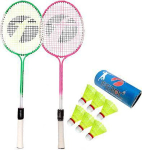 sbm badmintion racket set of 2 with 6 nylon cock badminton kit