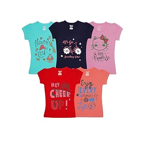 Grils Printed Cotton Half Sleeve Regular Fit